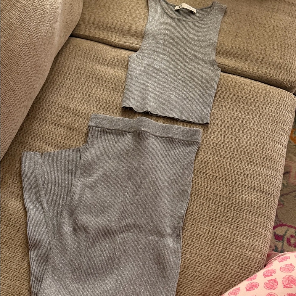 Zara Gray Ribbed Knit Set